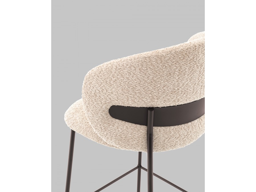 Стул полубарный Блейз букле капучино, каркас серо-коричневый
