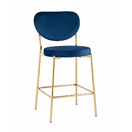 Cтул полубарный Барбара велюр королевский синий, золотые ножки