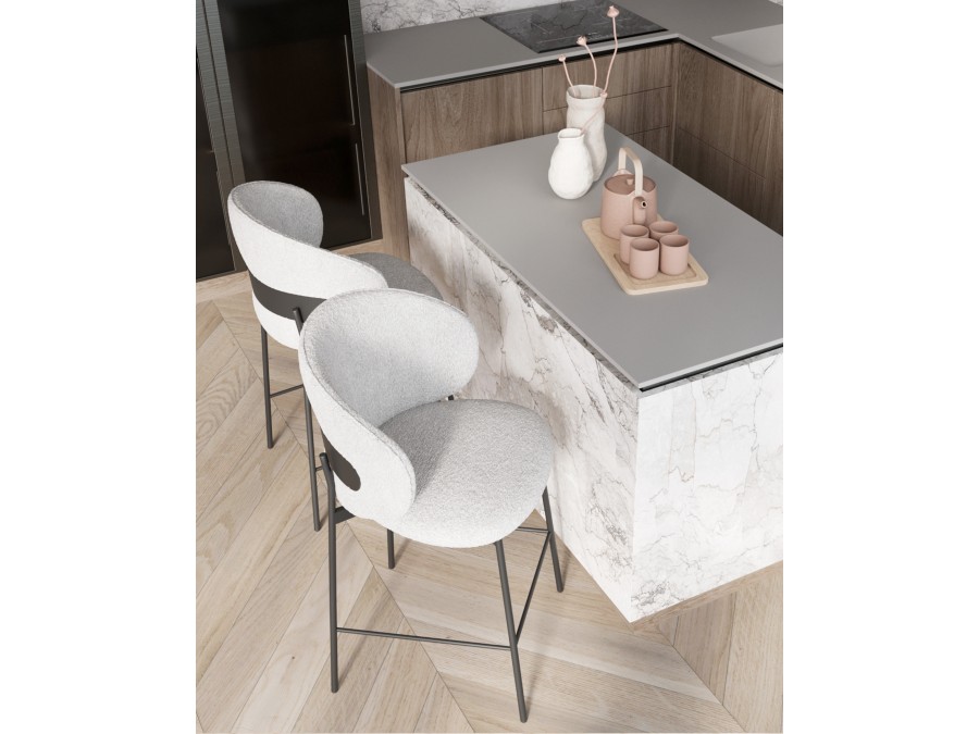 Стул полубарный Блейз букле светло-серый