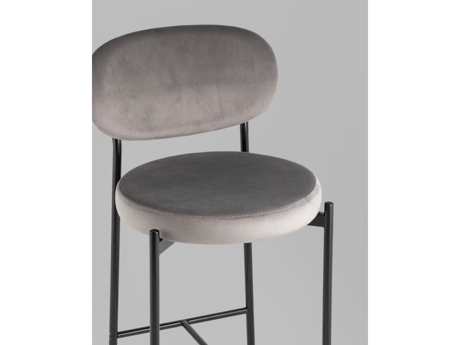 Стул полубарный Бриф VD велюр серый