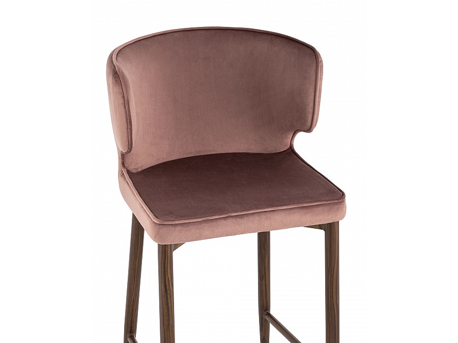 Стул полубарный Матео велюр пыльно-розовый ножки дерево