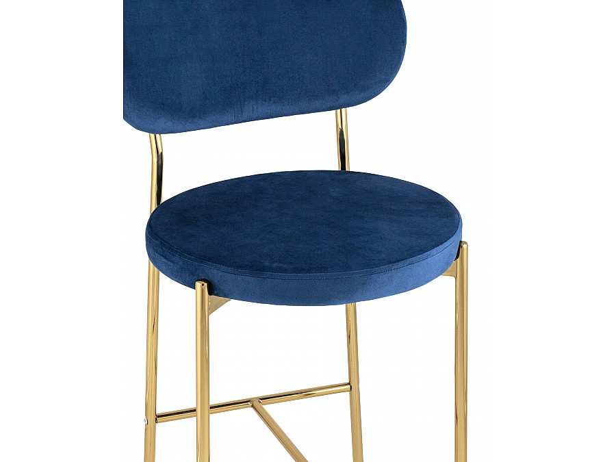 Стул полубарный Барбара велюр синий золотые ножки