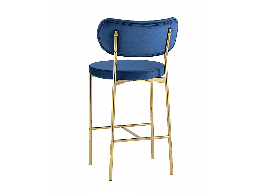 Стул полубарный Барбара велюр синий золотые ножки