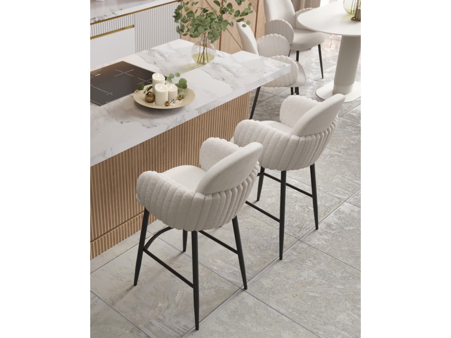 Стул полубарный Wave Stripes букле белый