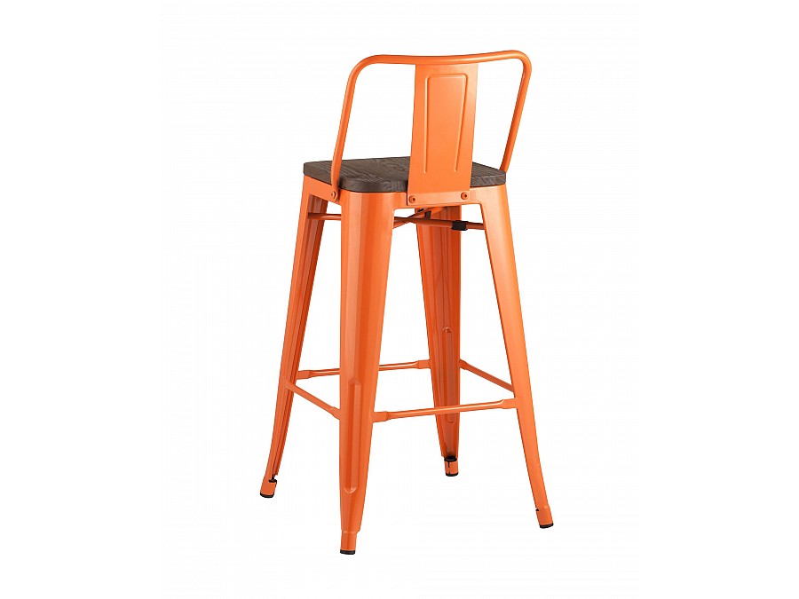 Стул полубарный TOLIX WOOD со спинкой оранжевый глянцевый