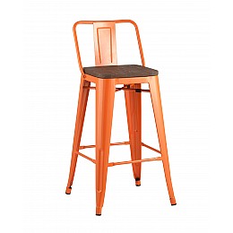Стул полубарный TOLIX WOOD со спинкой оранжевый глянцевый