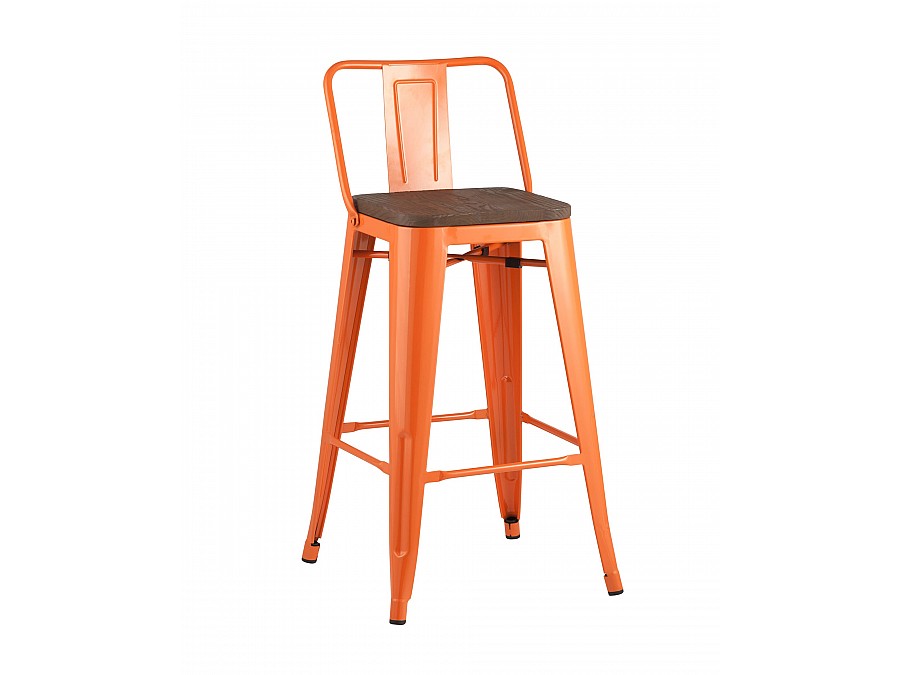 Стул полубарный TOLIX WOOD со спинкой оранжевый глянцевый