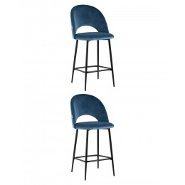 Стул полубарный Меган велюр пыльно-синий 2 шт.