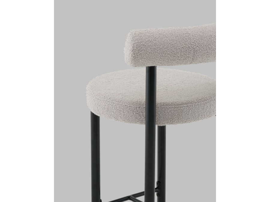 Стул полубарный Флорео букле светло-серый