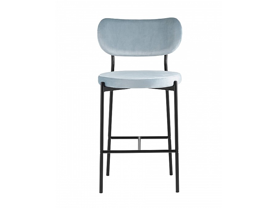 Стул полубарный Барбара велюр серо-голубой