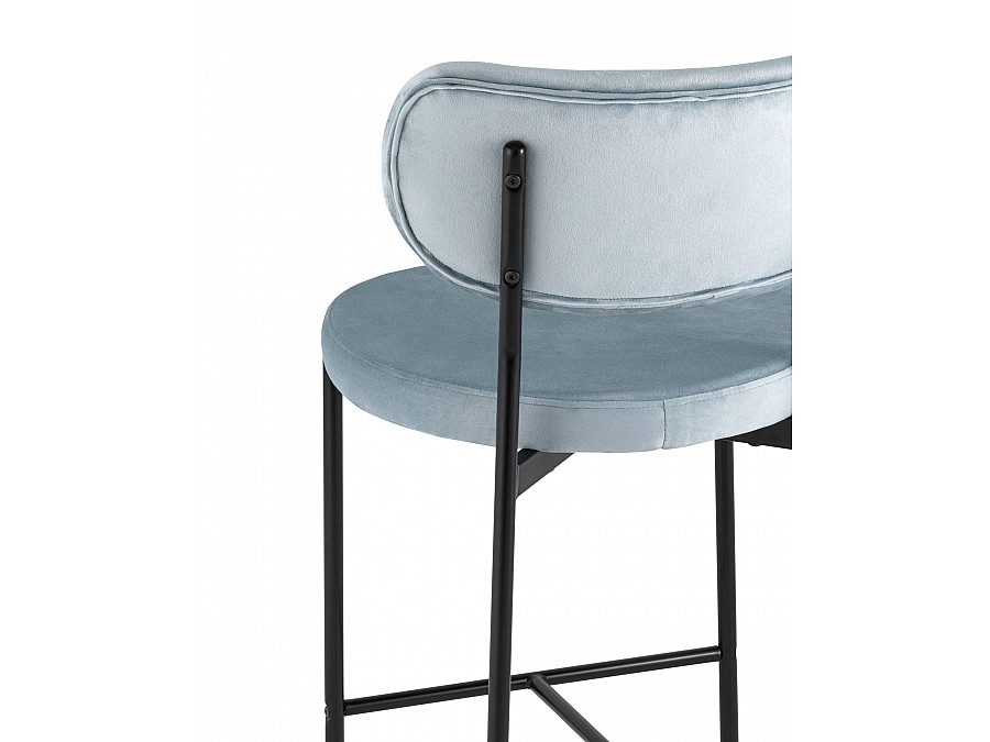 Стул полубарный Барбара велюр серо-голубой