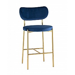 Стул полубарный Барбара велюр синий золотые ножки