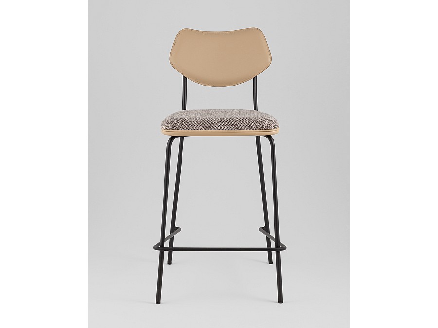 Стул полубарный Casey серо-коричневый с бежевой экокожей