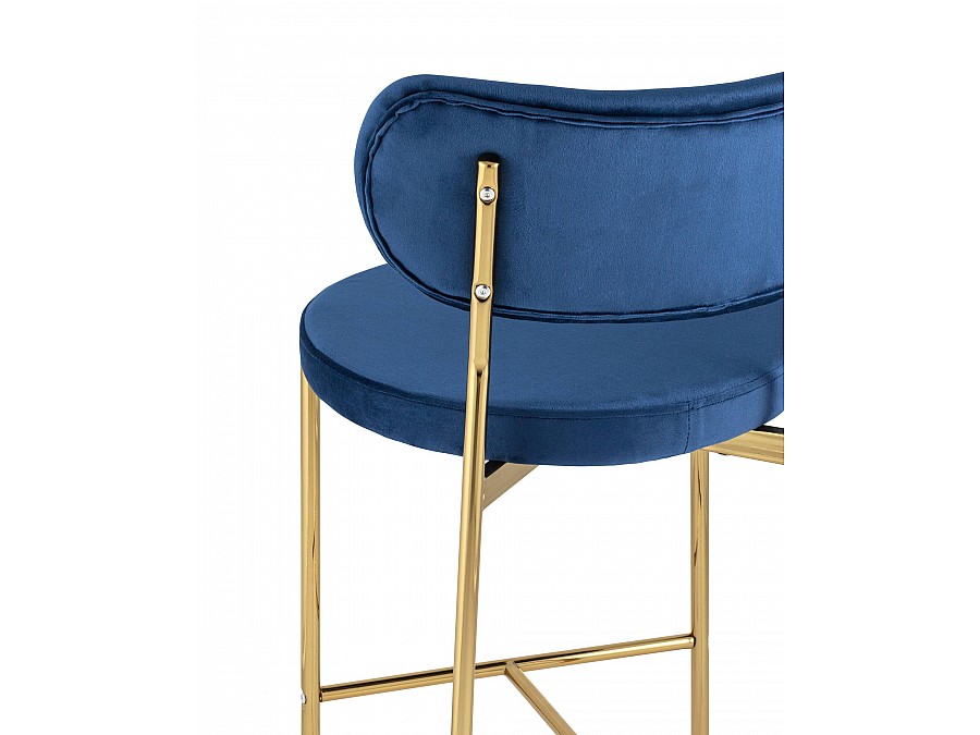 Стул полубарный Барбара велюр синий золотые ножки