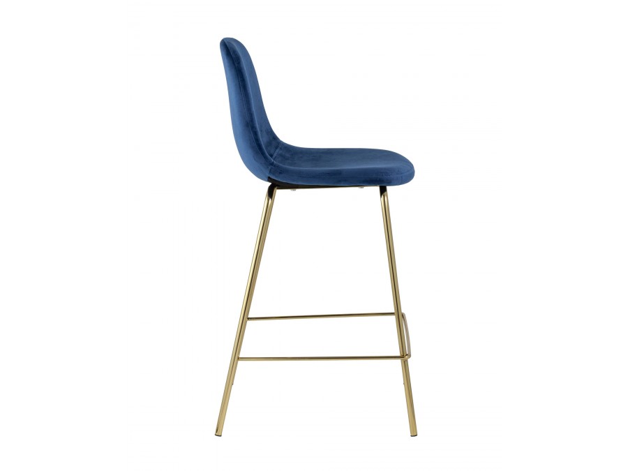 Стул полубарный Валенсия велюр синий золотые ножки