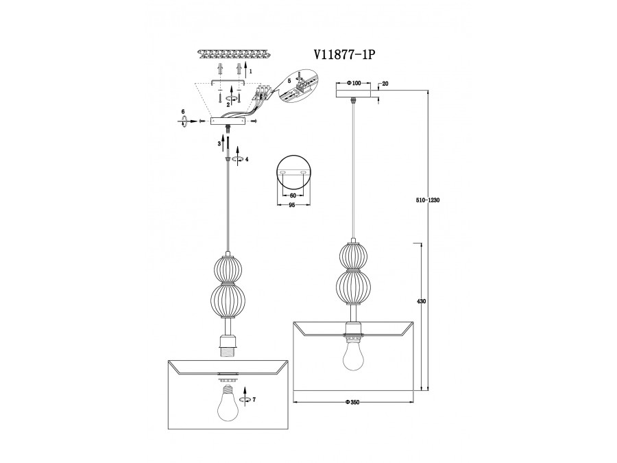 Светильник подвесной Moderli V11877-1P Brumi