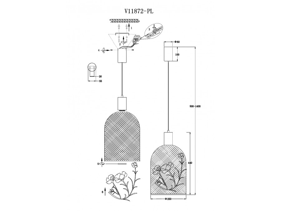 Светильник подвесной светодиодный Moderli V11872-PL Ophelia