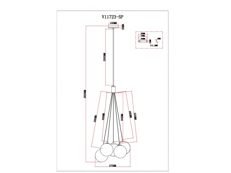 Светильник подвесной Moderli V11723-5P Renny