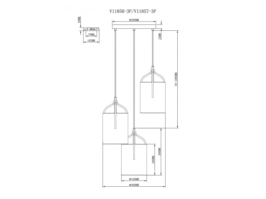 Светильник подвесной Moderli V11857-3P Inari