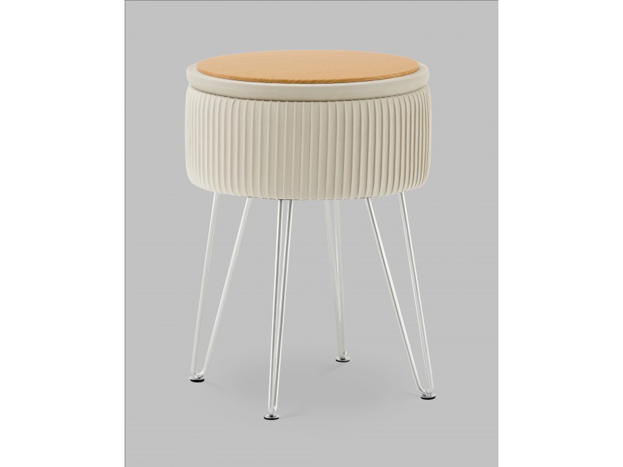 Пуф Астор бежевый серебряные ножки