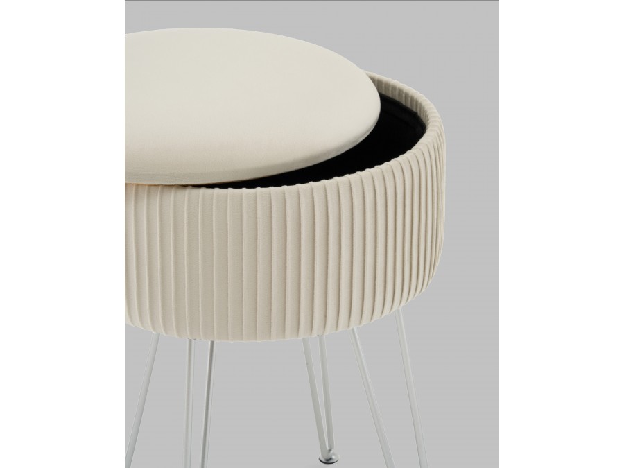 Пуф Астор бежевый серебряные ножки