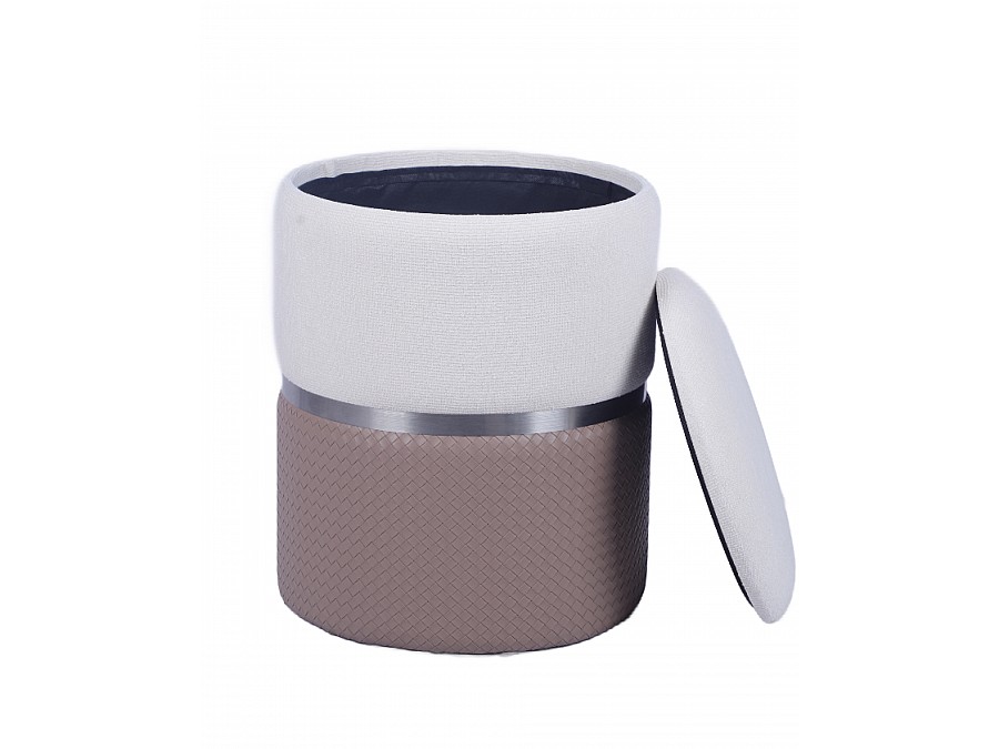 Пуф Кэрри с ящиком серебро шенилл светло-коричневый