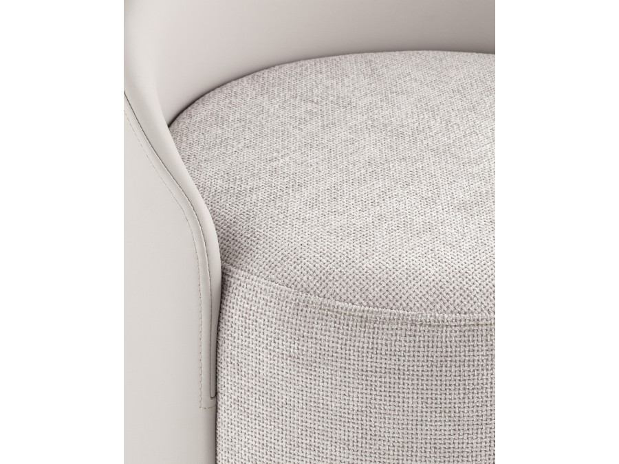 Пуф Тея спинка иск.кожа, сиденье шенилл светло-серый