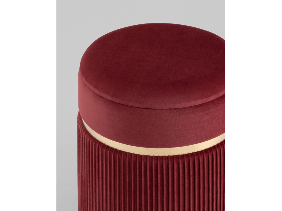 Пуф Миранда с ящиком велюр бордовый