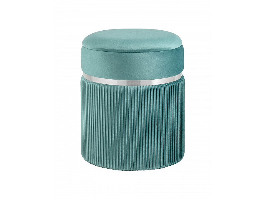 Пуф Миранда с ящиком серебро велюр светло-бирюзовый