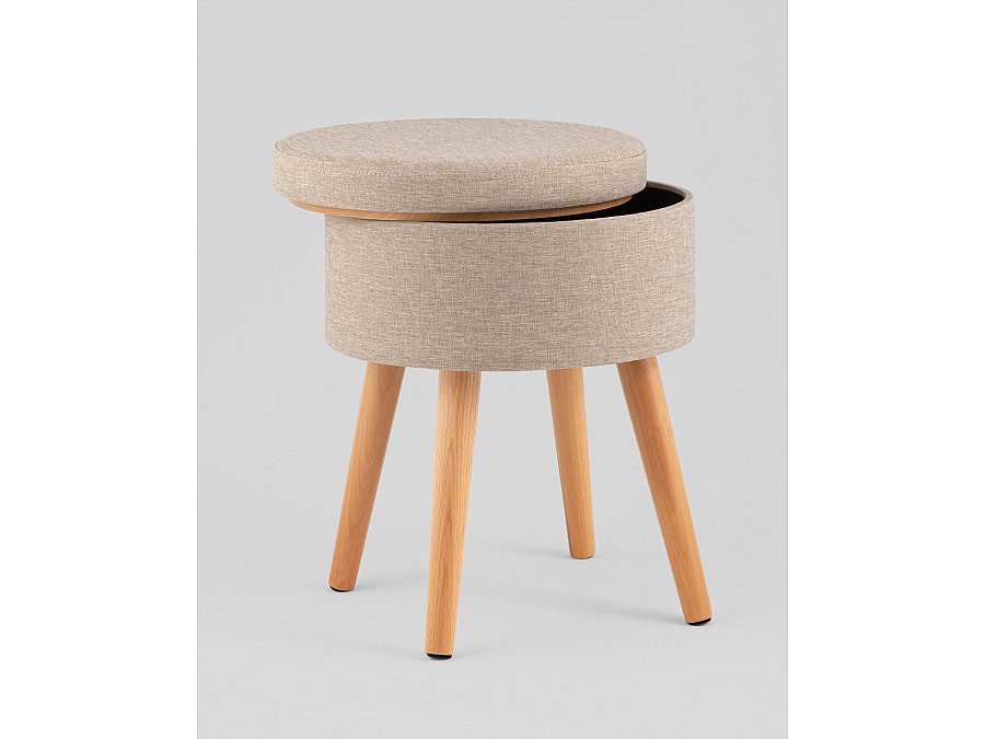 Пуф с ящиком Store Woody рогожка бежевая