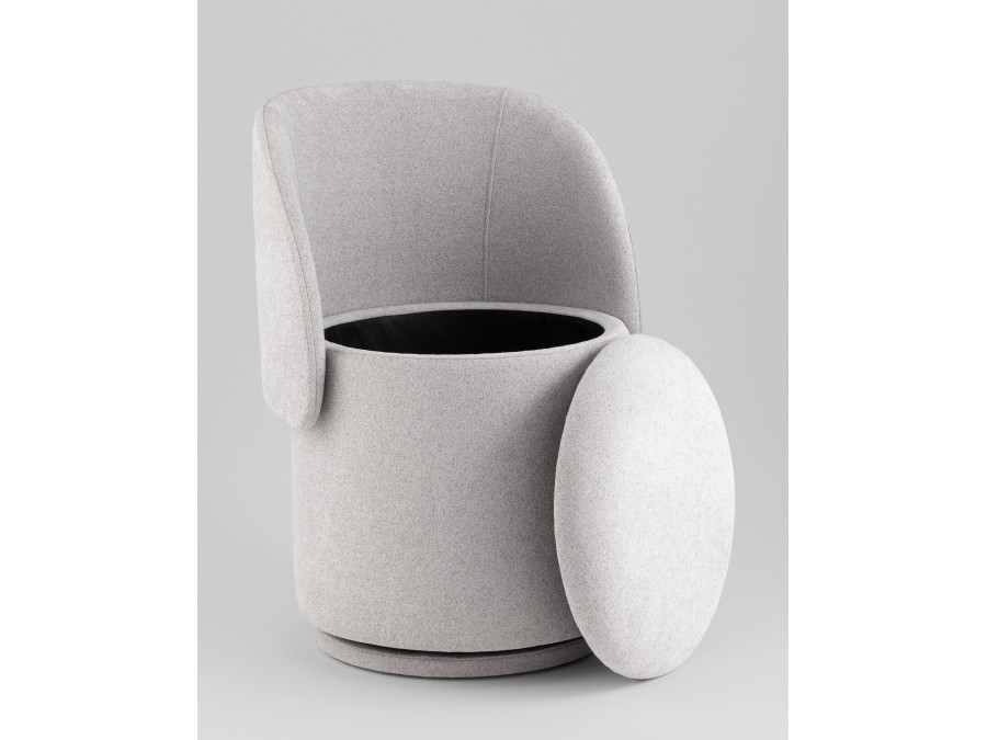 Пуф-трансформер Таунсвилл вращающийся с ящиком букле светло-серый