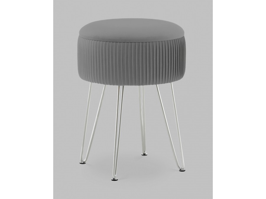 Пуф Астор серебристый серебряные ножки