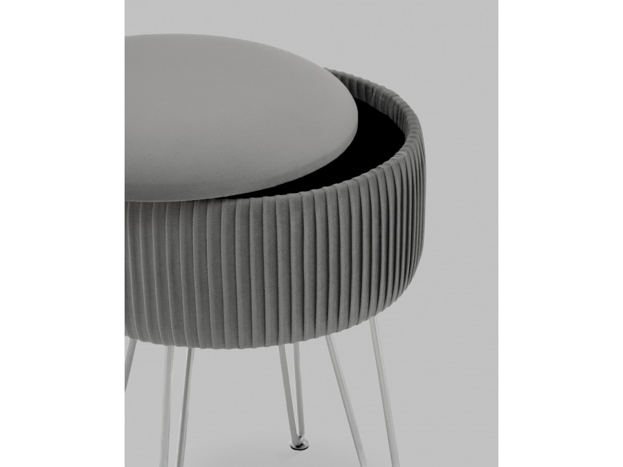 Пуф Астор серебристый серебряные ножки