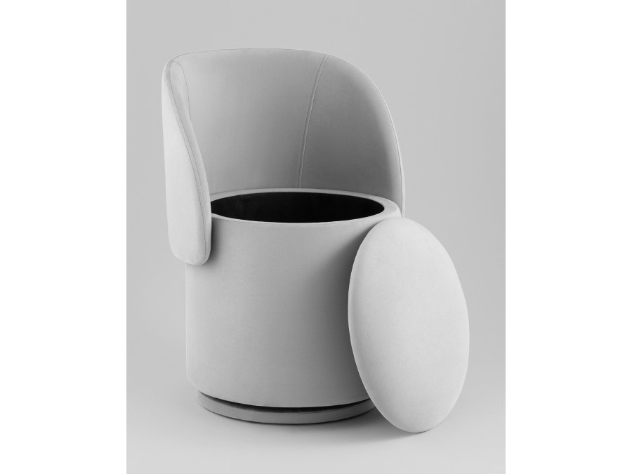 Пуф-трансформер Таунсвилл вращающийся с ящиком велюр светло-серый