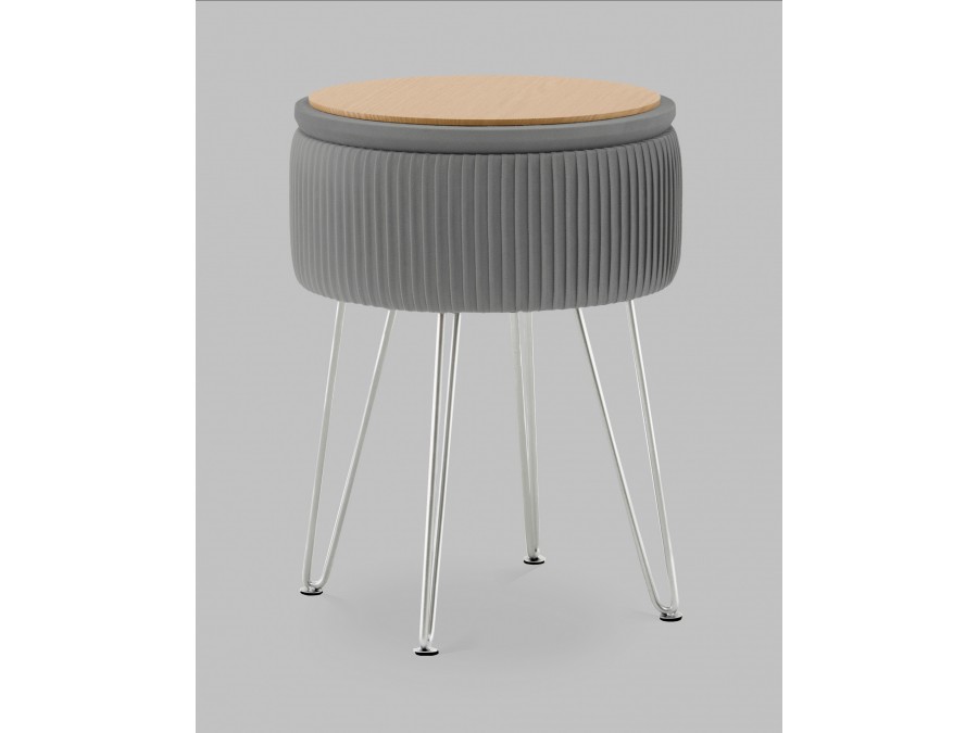 Пуф Астор серебристый серебряные ножки