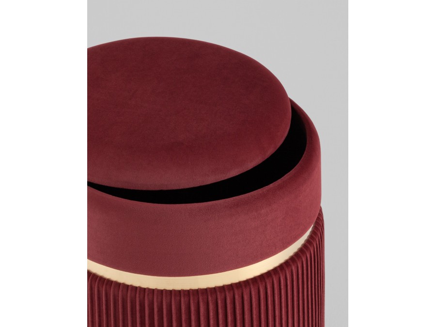 Пуф Миранда с ящиком велюр бордовый