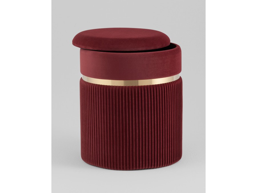 Пуф Миранда с ящиком велюр бордовый