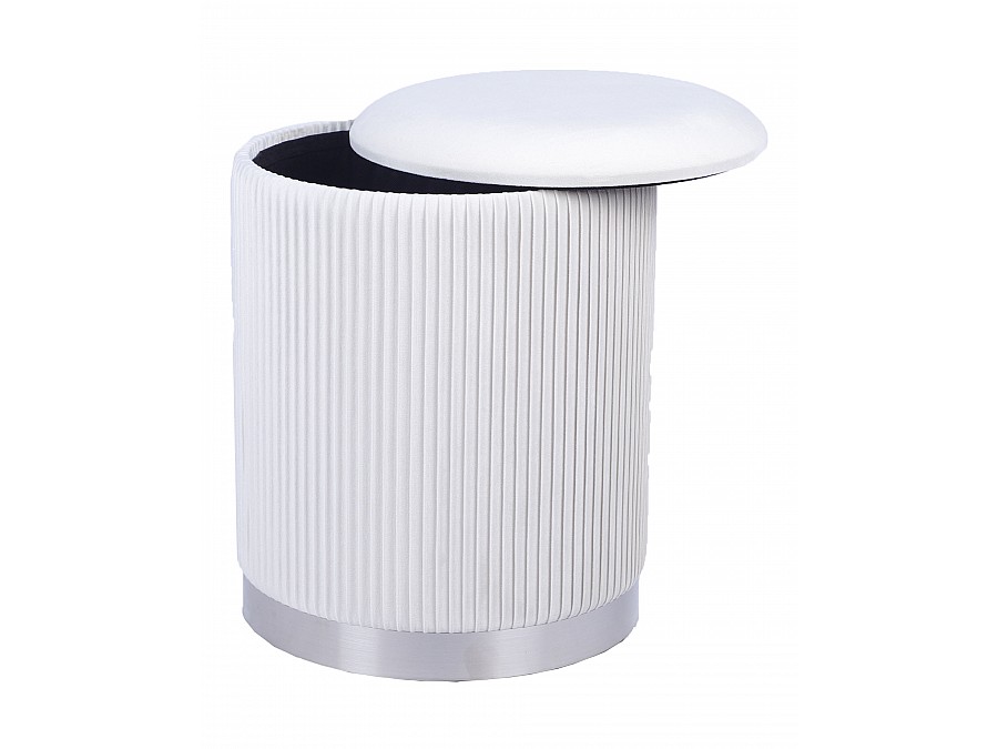 Пуф Шарлотта с ящиком серебро велюр бежевый