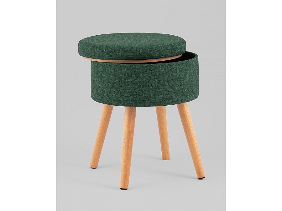 Пуф с ящиком Store Woody рогожка темно-зелёная