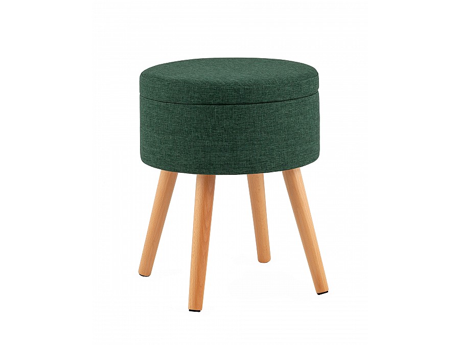 Пуф с ящиком Store Woody рогожка темно-зелёная