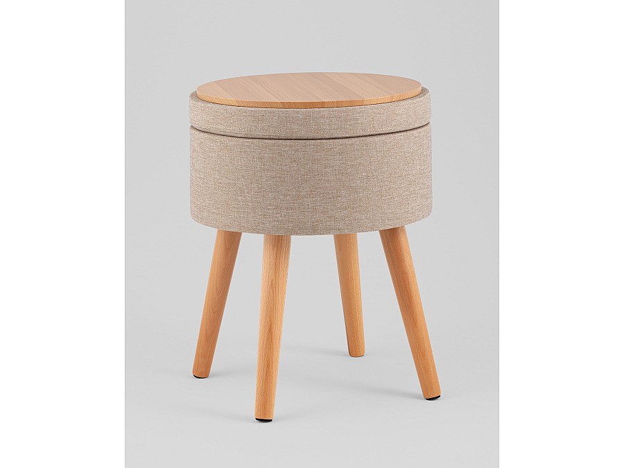 Пуф с ящиком Store Woody рогожка бежевая