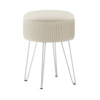 Пуф Астор бежевый серебряные ножки