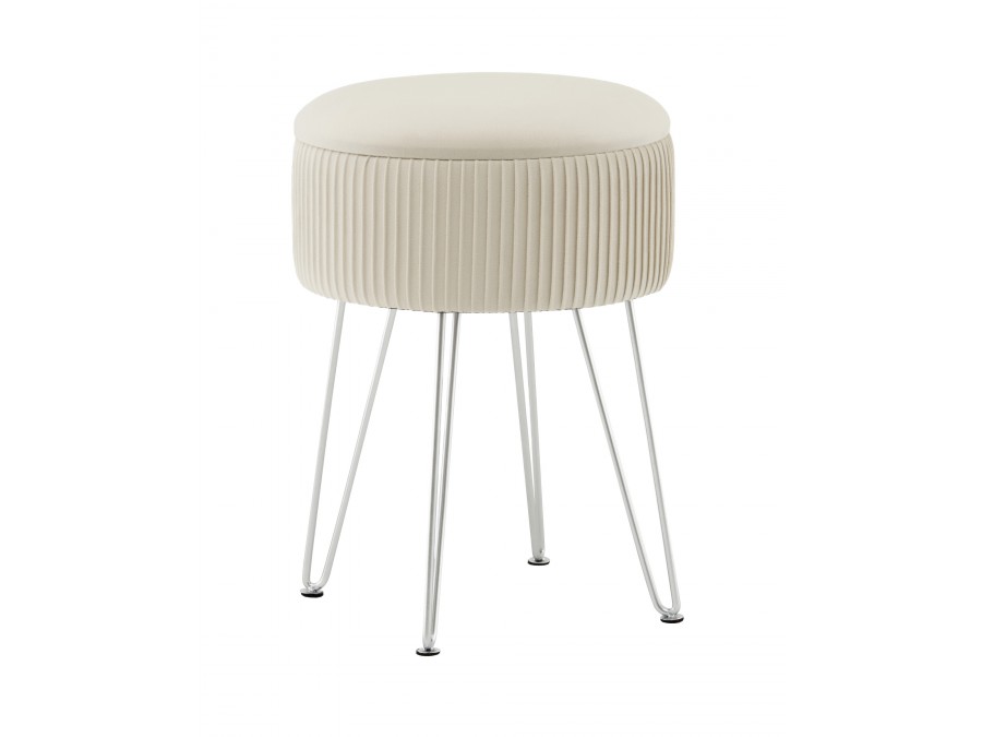 Пуф Астор бежевый серебряные ножки