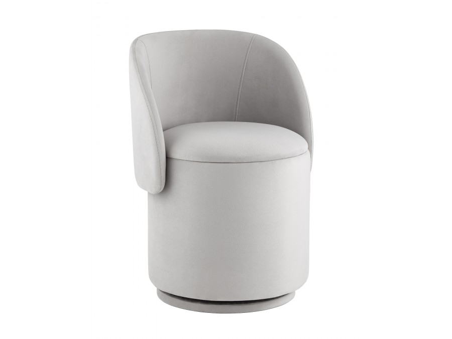 Пуф-трансформер Таунсвилл вращающийся с ящиком велюр светло-серый