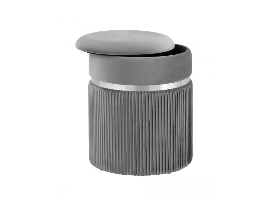 Пуф Миранда с ящиком серебро велюр серый