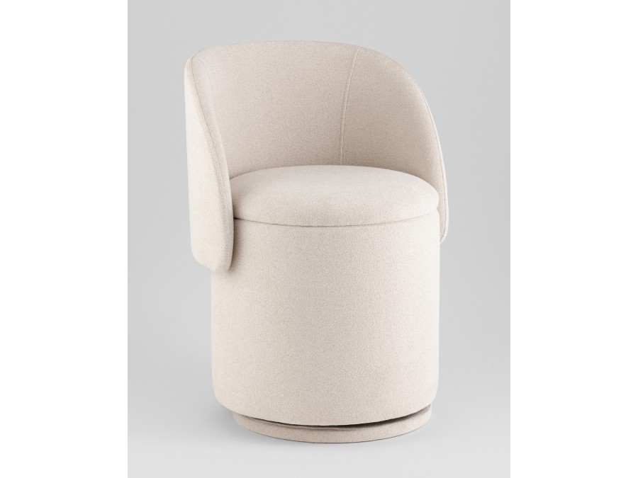 Пуф-трансформер Таунсвилл вращающийся с ящиком букле молочный