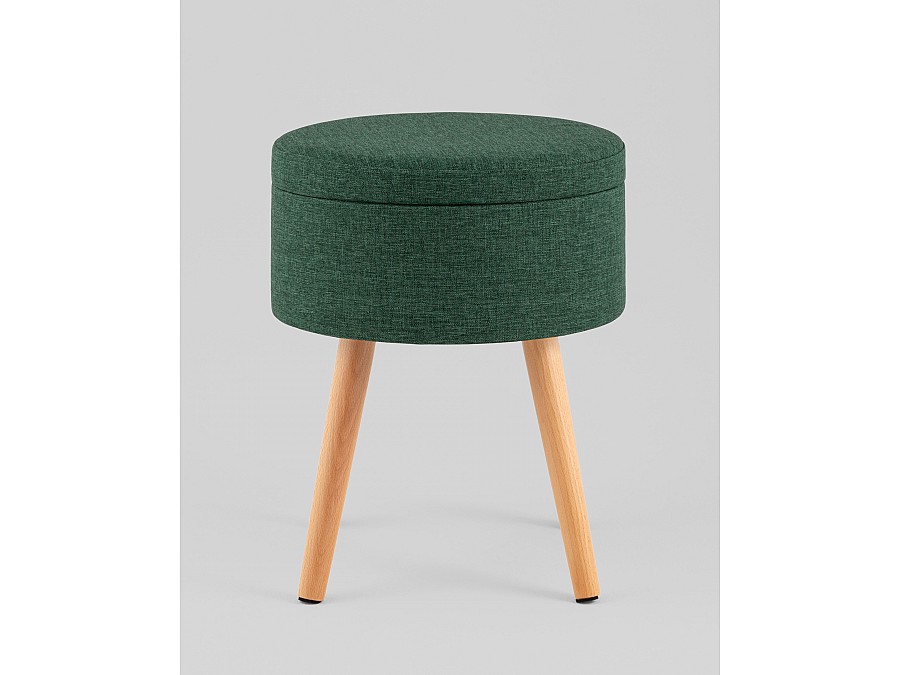 Пуф с ящиком Store Woody рогожка темно-зелёная