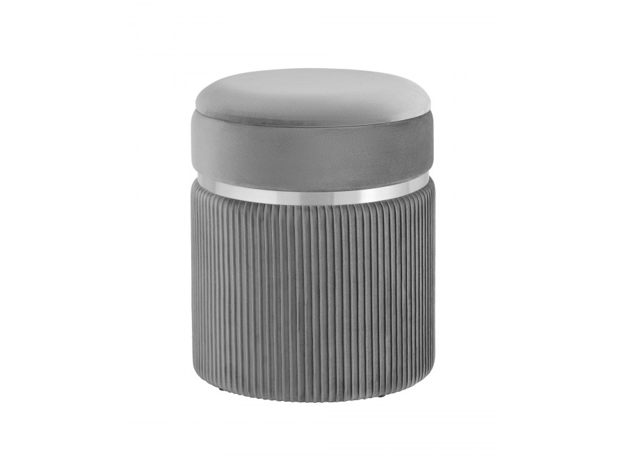 Пуф Миранда с ящиком серебро велюр серый