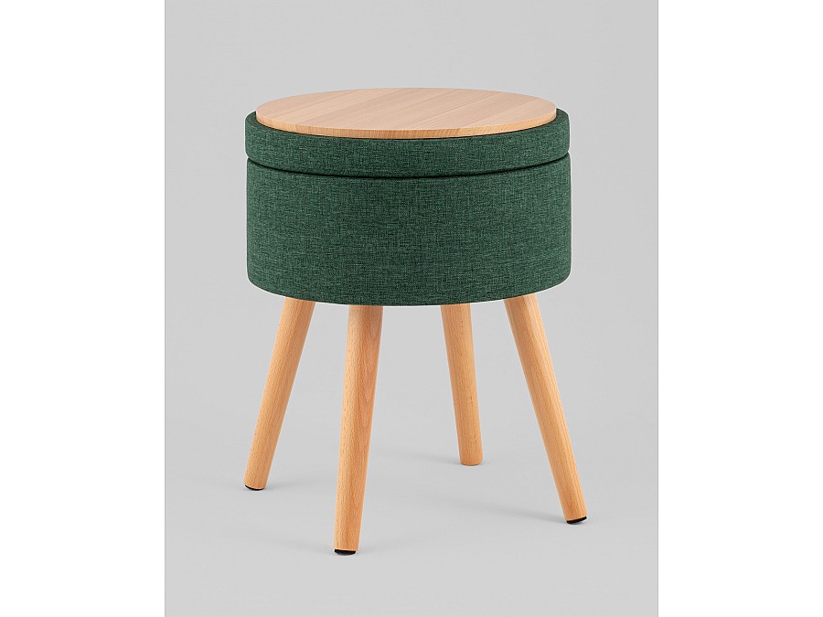 Пуф с ящиком Store Woody рогожка темно-зелёная