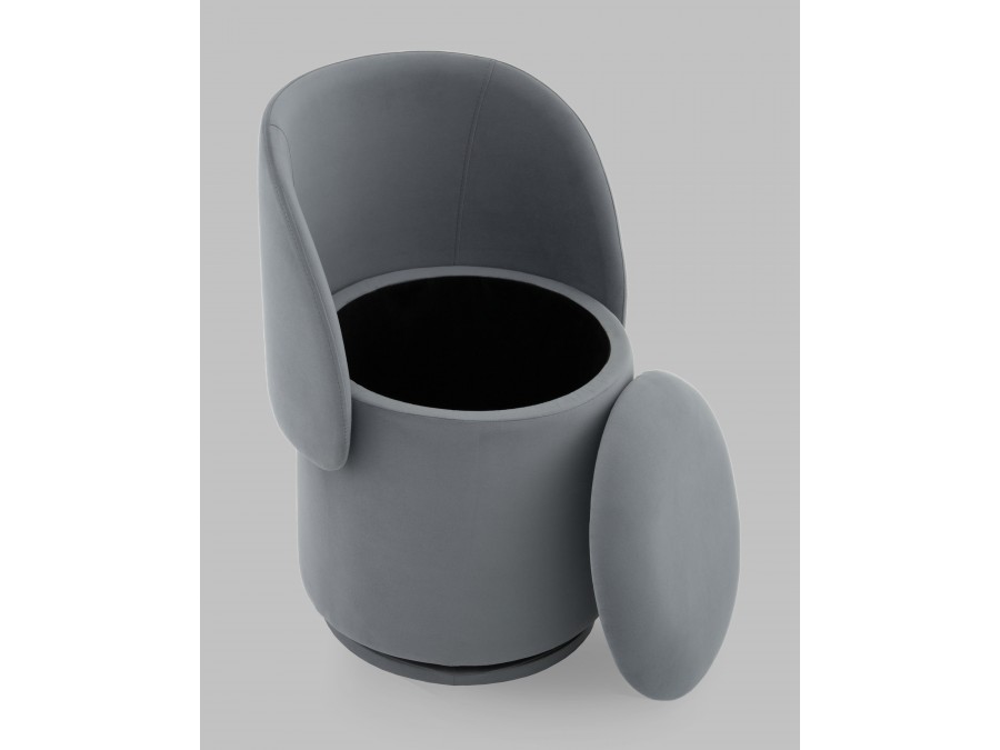 Пуф-трансформер Таунсвилл вращающийся с ящиком велюр серый